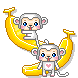 two white monkeys on bananas