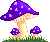 three purple mushrooms
